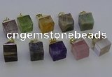 NGP6779 15*22mm cube mixed gemstone pendants wholesale