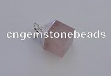 NGP6781 15*22mm cube rose quartz gemstone pendants wholesale