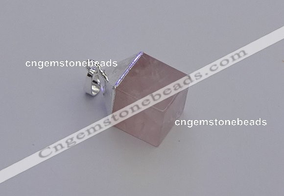 NGP6781 15*22mm cube rose quartz gemstone pendants wholesale