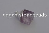 NGP6785 15*22mm cube light amethyst gemstone pendants wholesale