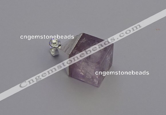 NGP6785 15*22mm cube light amethyst gemstone pendants wholesale