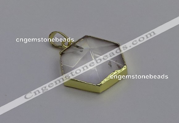 NGP6800 24*25mm hexagon white crystal gemstone pendants wholesale