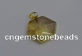 NGP6803 24*25mm hexagon citrine gemstone pendants wholesale