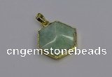 NGP6812 24*25mm hexagon amazonite gemstone pendants wholesale