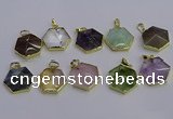 NGP6819 24*25mm hexagon mixed gemstone pendants wholesale