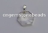 NGP6820 24*25mm hexagon white crystal gemstone pendants wholesale
