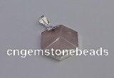 NGP6821 24*25mm hexagon rose quartz gemstone pendants wholesale