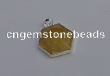 NGP6823 24*25mm hexagon citrine gemstone pendants wholesale