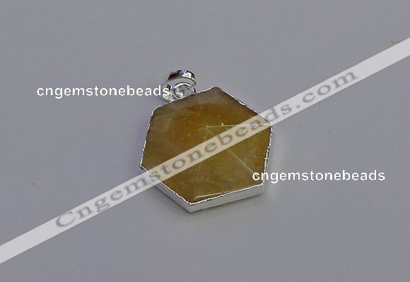 NGP6823 24*25mm hexagon citrine gemstone pendants wholesale