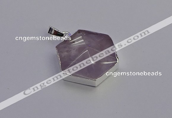 NGP6825 24*25mm hexagon light amethyst gemstone pendants wholesale