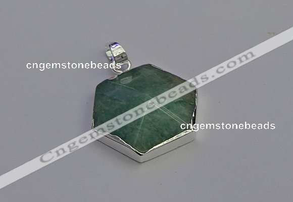 NGP6832 24*25mm hexagon amazonite gemstone pendants wholesale