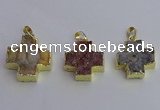 NGP6841 22*22mm - 24*24mm cross druzy agate pendants wholesale