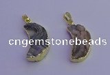 NGP6850 20*30mm - 22*35mm moon-shaped druzy agate pendants