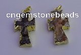 NGP6852 15*30mm - 18*35mm cross druzy agate pendants