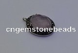 NGP6859 20*25mm oval rose quartz pendants wholesle