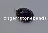 NGP6862 20*25mm oval amethyst gemstone pendants wholesle