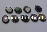 NGP6878 20*25mm oval mixed gemstone pendants wholesle