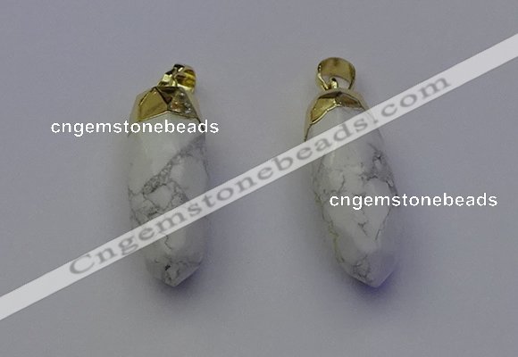 NGP6880 12*30mm - 15*30mm faceted bullet white howlite pendants