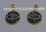 NGP6890 20mm - 22mm coin druzy agate pendants wholesale