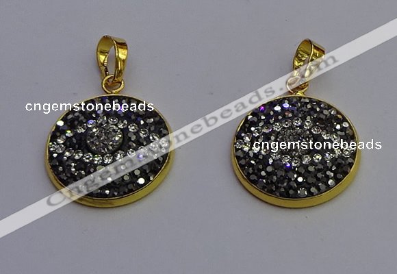 NGP6890 20mm - 22mm coin druzy agate pendants wholesale