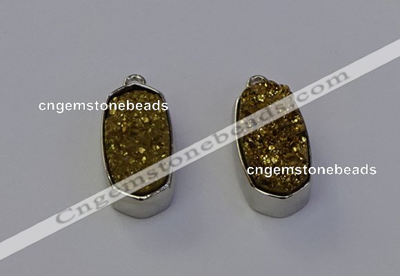 NGP6897 10*22mm - 12*25mm freeform plated druzy quartz pendants