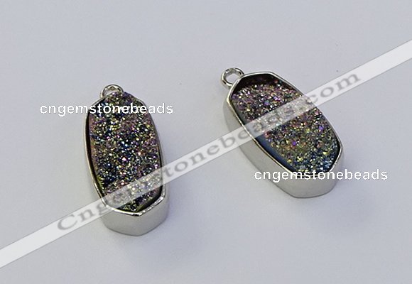 NGP6899 10*22mm - 12*25mm freeform plated druzy quartz pendants