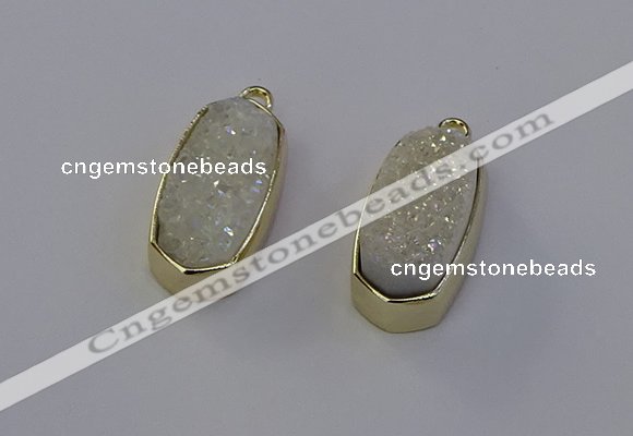 NGP6906 10*22mm - 12*25mm freeform plated druzy quartz pendants