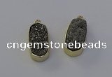 NGP6907 10*22mm - 12*25mm freeform plated druzy quartz pendants