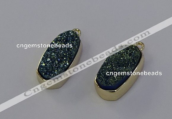 NGP6909 10*22mm - 12*25mm freeform plated druzy quartz pendants