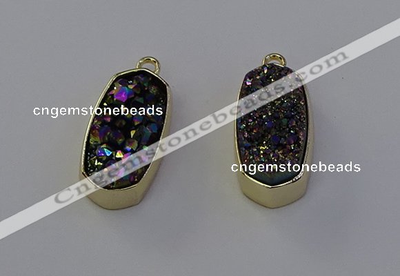 NGP6910 10*22mm - 12*25mm freeform plated druzy quartz pendants