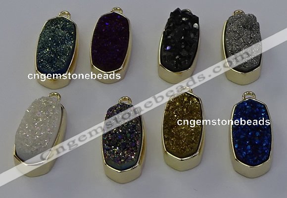 NGP6915 10*22mm - 12*25mm freeform plated druzy quartz pendants