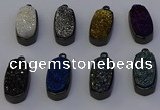 NGP6926 10*22mm - 12*25mm freeform plated druzy quartz pendants