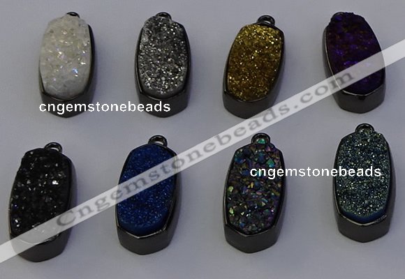 NGP6926 10*22mm - 12*25mm freeform plated druzy quartz pendants