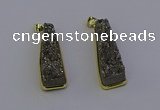 NGP6930 10*30mm - 12*35mm trapezoid plated druzy quartz pendants