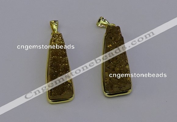 NGP6931 10*30mm - 12*35mm trapezoid plated druzy quartz pendants