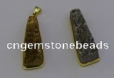 NGP6932 10*30mm - 12*35mm trapezoid plated druzy quartz pendants