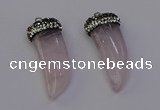 NGP6973 12*40mm - 15*45mm horn rose quartz pendants wholesale