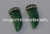 NGP6979 12*40mm - 15*45mm horn green aventurine pendants wholesale