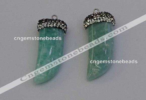 NGP6980 12*40mm - 15*45mm horn amazonite pendants wholesale