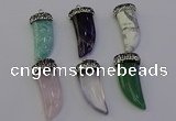 NGP6988 12*40mm - 15*45mm horn mixed gemstone pendants