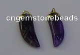 NGP6995 12*40mm - 15*45mm horn amethyst pendants wholesale