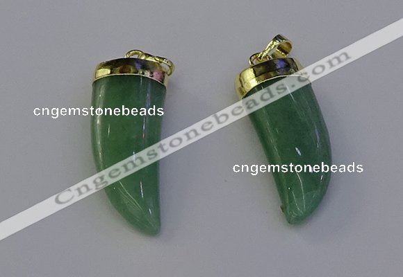 NGP6999 12*40mm - 15*45mm horn green aventurine pendants wholesale