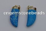 NGP7026 12*35mm - 14*40mm horn white howlite turquoise pendants