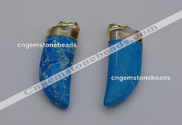 NGP7026 12*35mm - 14*40mm horn white howlite turquoise pendants