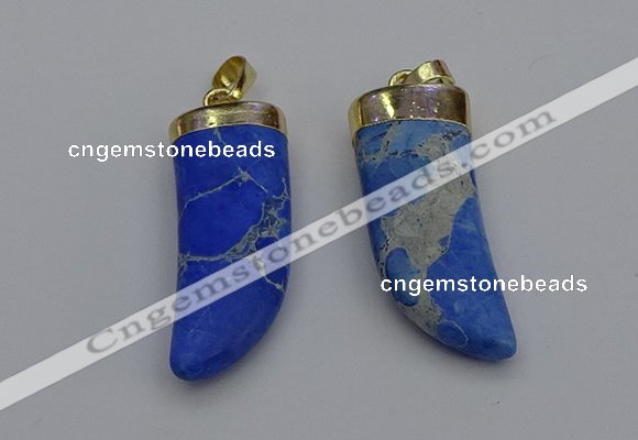 NGP7028 12*35mm - 14*40mm horn white howlite turquoise pendants