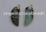 NGP7036 12*35mm - 14*40mm horn amazonite pendants wholesale