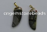 NGP7040 12*35mm - 14*40mm horn black water jasper pendants