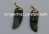 NGP7040 12*35mm - 14*40mm horn black water jasper pendants