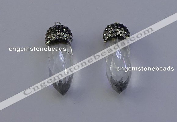 NGP7055 12*30mm - 15*35mm faceted bullet white crystal pendants