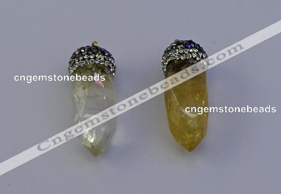 NGP7058 12*30mm - 15*35mm faceted bullet citrine pendants